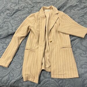 Betty|Basics Tan and Cream Blazer/Cardigan